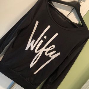 BNWOT Slouchy off-shoulder Wifey tee